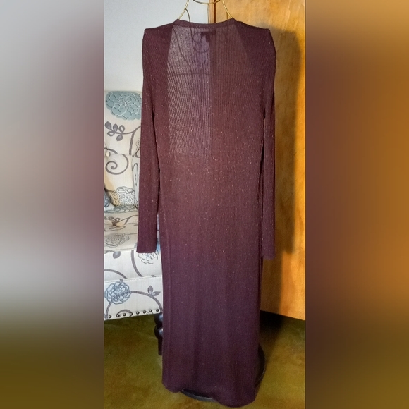 Metallic Burgundy Sweater Duster - Picture 2 of 6
